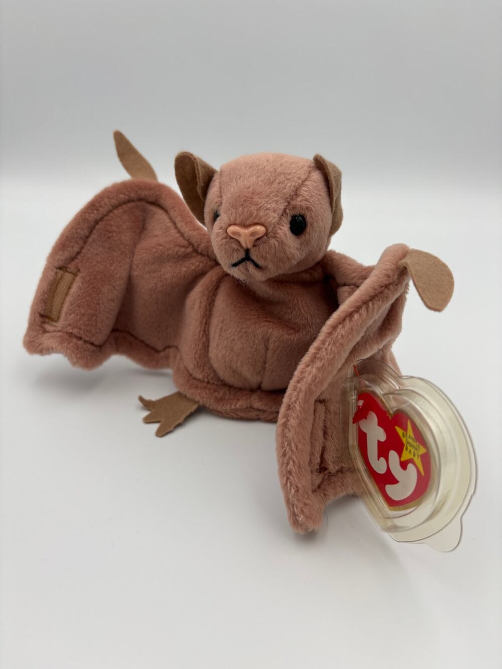 Ty Beanie Baby Batty the Bat 1996 Brown Plush Vintage Retired Acrylic Case